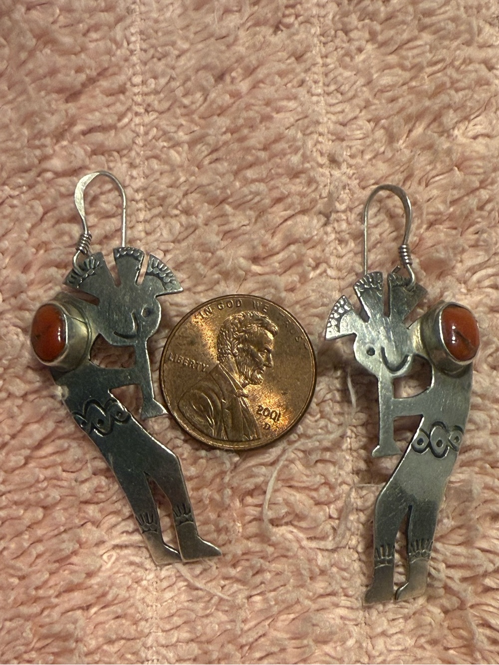Kokopelli 2.5 inch SS earrings - Vintage